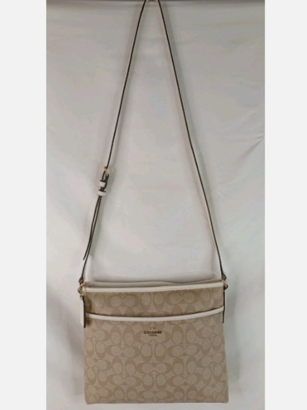 Pre-Owned Coach File Crossbody In Signature Canvas F58297 Beige *BAG ONLY*